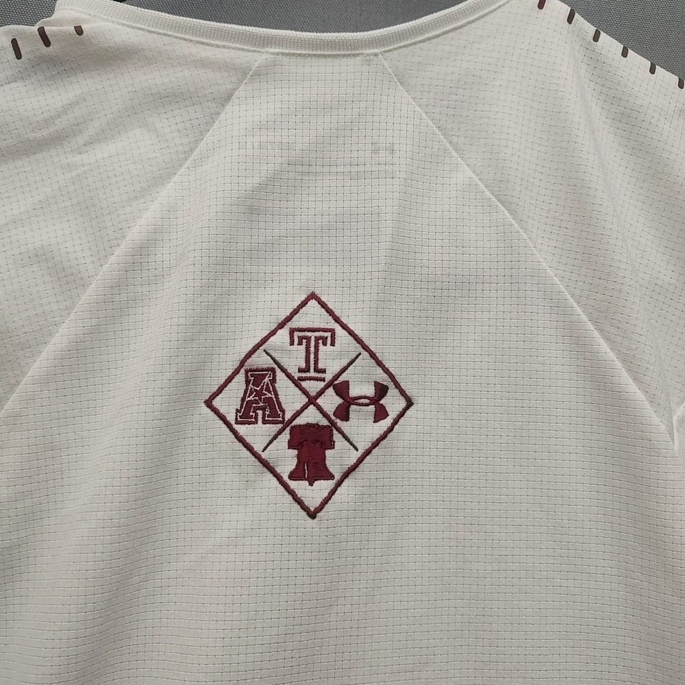 Temple Owl Under Armor Men's‎ Pullover White 1/4 Zip Long Sleeve Size Medium - Picture 15 of 16